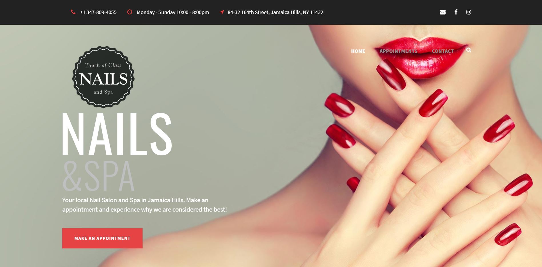 Touch of Class Nail Salon Website